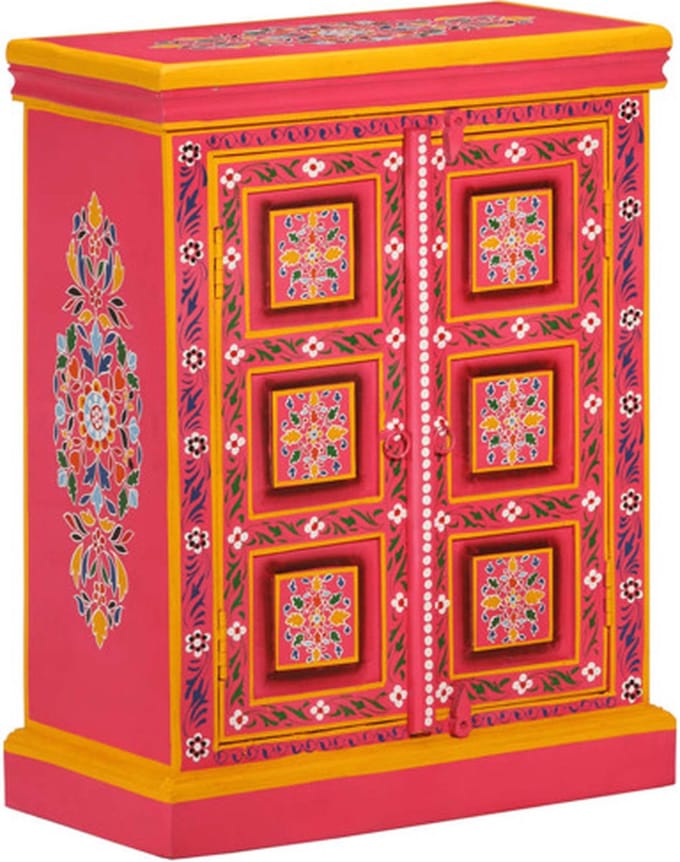 vidaXL - Wandkast - handgeschilderd - massief - mangohout - roze