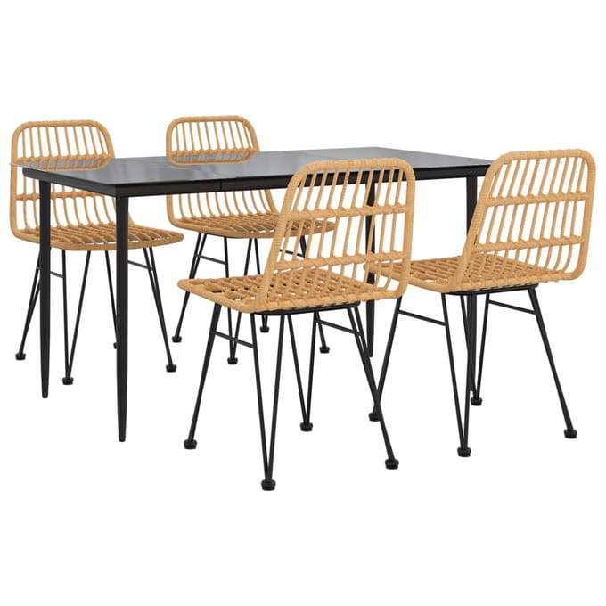 vidaXL - 5-delige - Tuinset - poly - rattan
