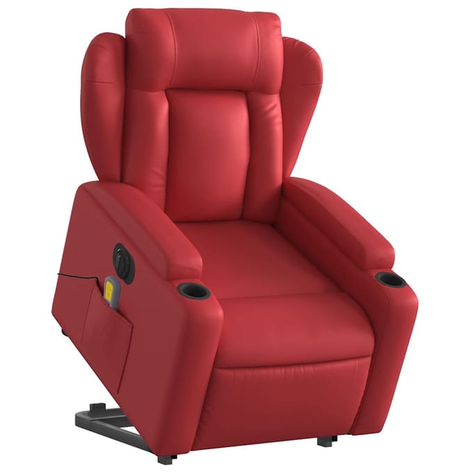 vidaXL - Sta-op-massagestoel - elektrisch - kunstleer - rood