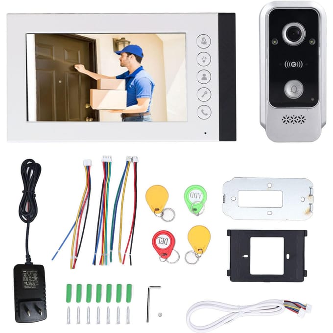 Slimme Video Deurtelefoon 7 Inch Touchscreen IC Kaart Ontgrendeling Nachtzicht Waterdicht Huis Intercom HD