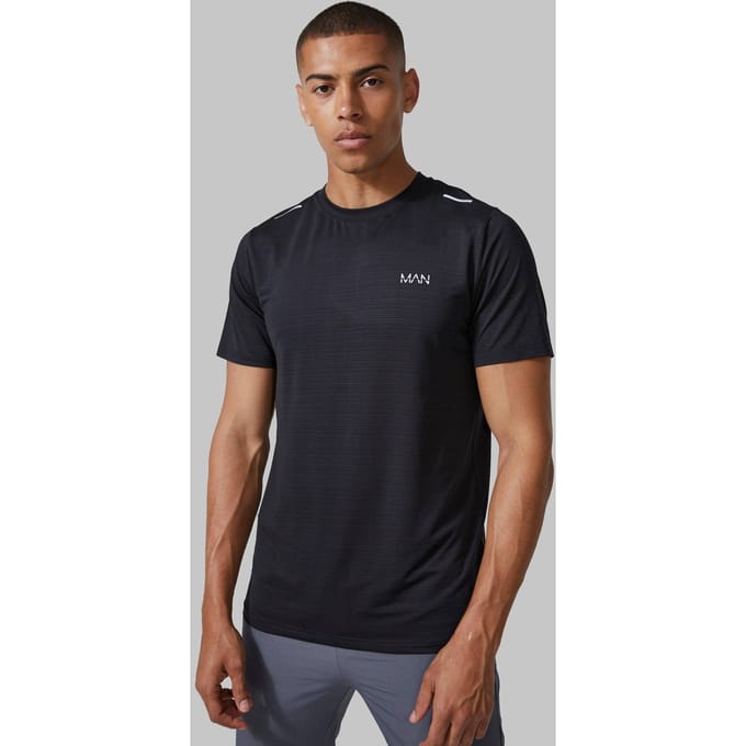 Man Active Engineered Performance Regular Fit Gym T-Shirt | Black | Size Large