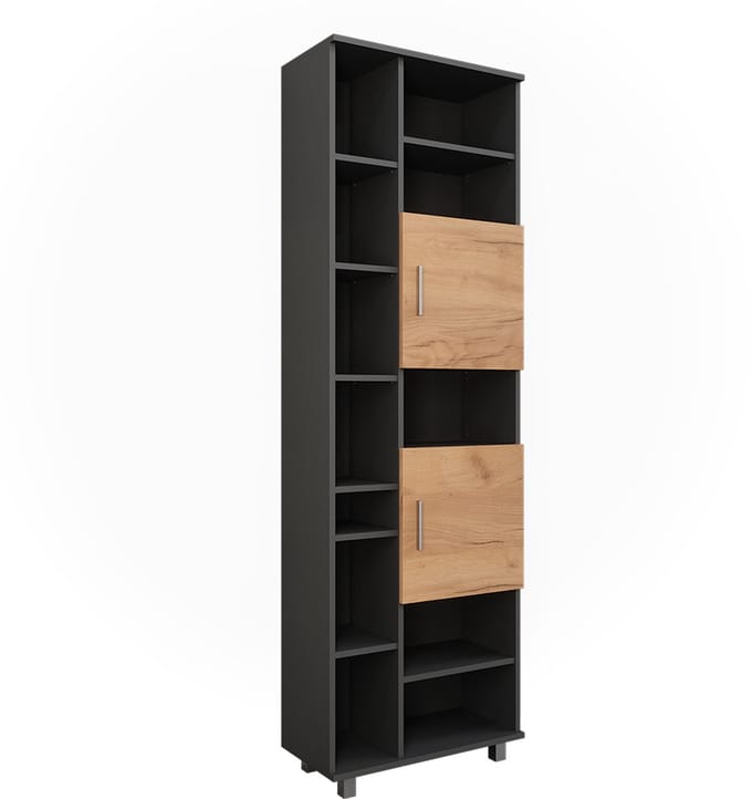 Vicco Ilias Hoge kast – 60.2 x 190 cm Antraciet/gouden eik