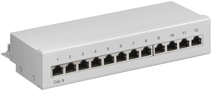 CAT6 Gigabit Desktop Patch Panel 1U met 12 poorten - afgeschermd / grijs