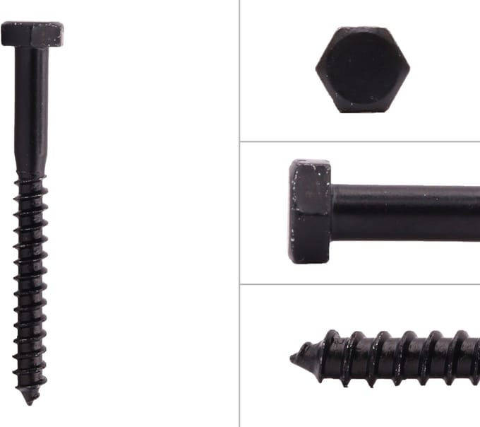 Wovar Houtdraadbouten Zwart M6 x 60 mm | Doos 25 stuks