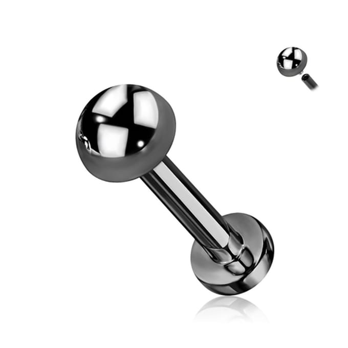 Piercing titanium flat dome intern schroefdraad 1.2x8 - zwart - LMPiercings
