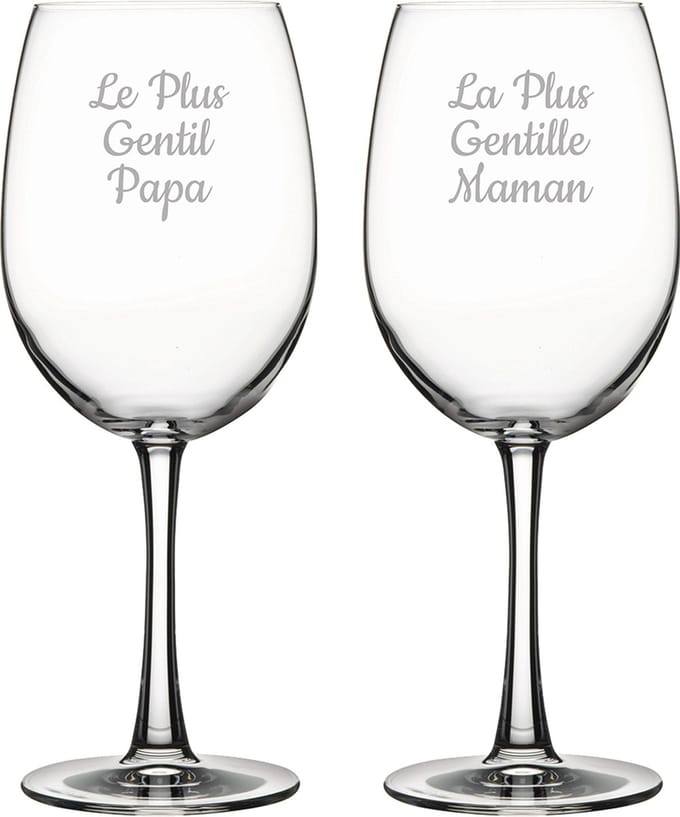 Rode wijnglas gegraveerd - 58cl - Le Plus Gentil Papa & La Plus Gentille Maman