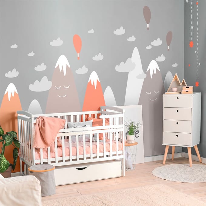 Kinderstickers van Scandinavische bergen van Ursilka, 100 x 150 cm