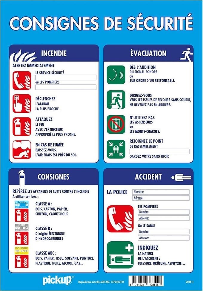 Pickup affichage Consignes de Securite 2 - 33x23 cm