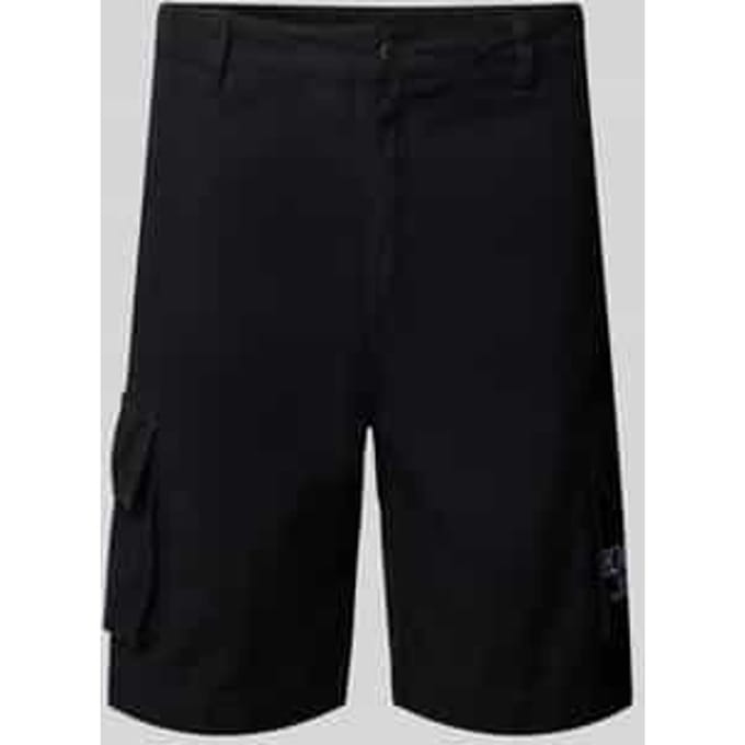 Korte regular fit cargobroek met labelstitching