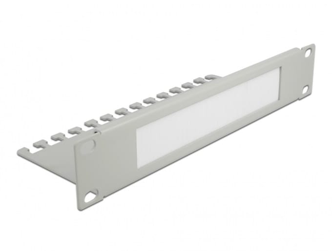 10 inch doorvoerpaneel met borstel en kabelgeleiding | 1U | grijs