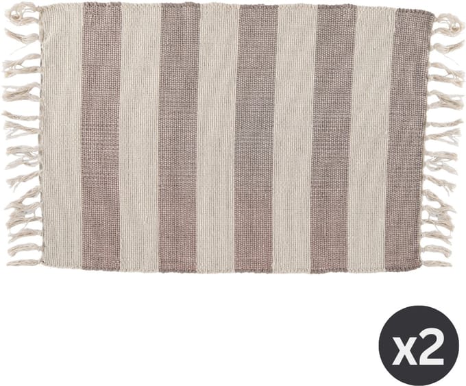 Gestreept tapijt IVAR met franjes - SET/2 – 50x80 cm, taupe
