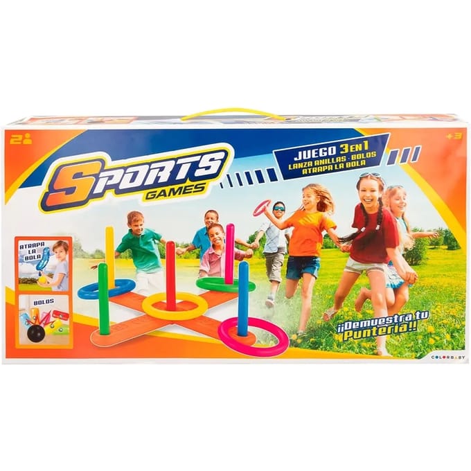 Set van 3 multi-sportspellen voor buiten: ringen, bowling, ballenvanger Alpino