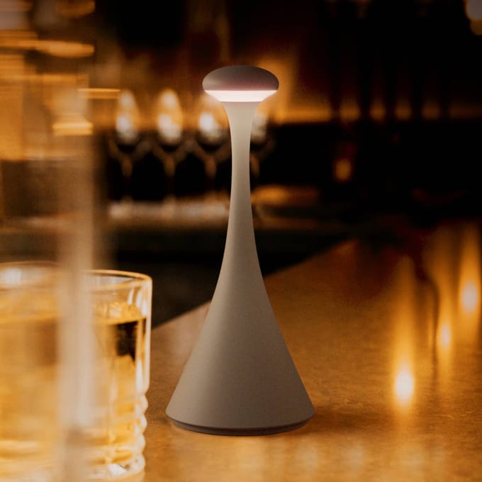 Sigor LED oplaadbare tafellamp Nudrop mini, grafietgrijs, IP54, dimbaar