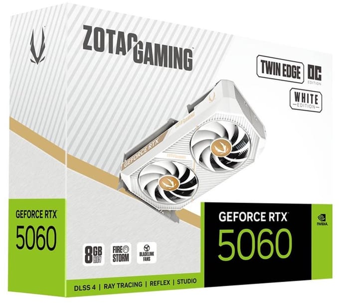 Zotac Twin Edge OC Serie - Grafische Kaart - 8 GB GDDR7 - Actieve Koeling - Wit
