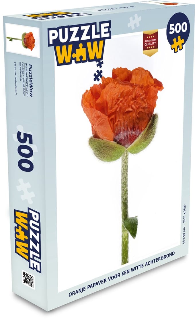 Puzzel Oranje papaver voor een witte achtergrond - Legpuzzel - Puzzel 500 stukjes
