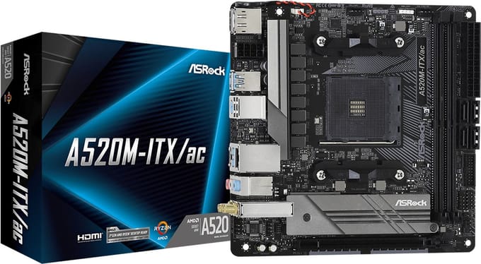 ASRock A520M-ITX/AC Moederbord - AMD A520 - AMD AM4 - DDR4 RAM - Mini-ITX