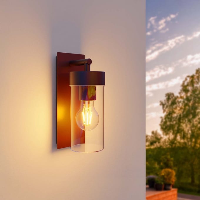 Ledvion - LED Wandlamp, Bruin, E27 Fitting, IP44, Aluminium