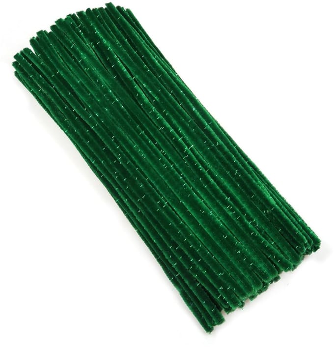 100 Stuks Chenille Pijpenragers Donkergroen 30 cm voor Creatieve Knutselprojecten en DIY Decoraties