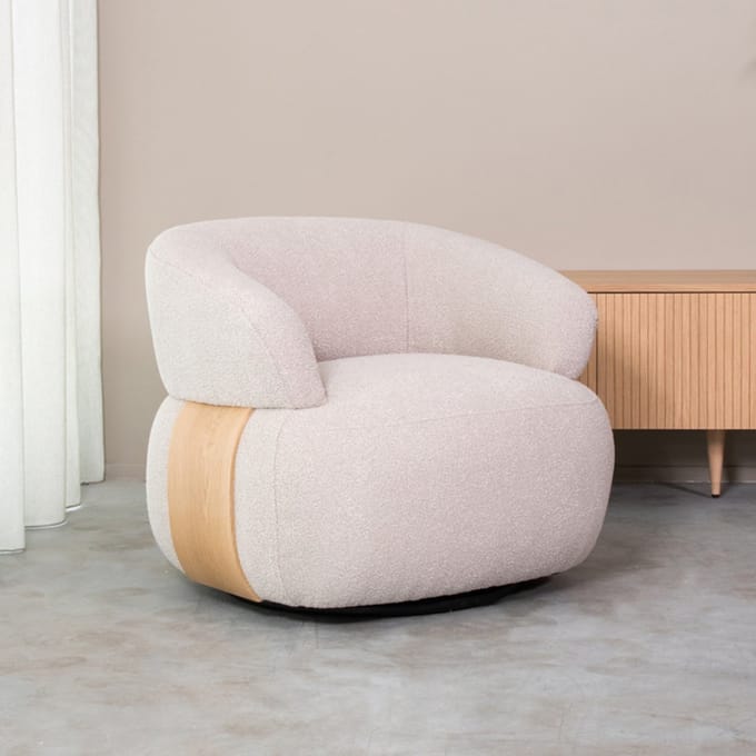 LABEL51 Valenza Fauteuil - Naturel - Stof - One Size - - - Met Armleuning