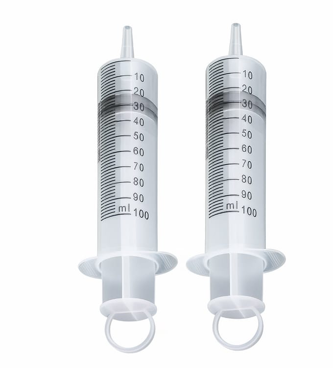 Injectiespuit - 2 stuks - Doseerspuit - Spuit met extra lange tuit - 100 ml