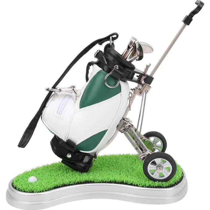 Desktop Golf Pennenset 3 Balpennen en Mini Tas Znic Legering Golf Pennenzak met BasisGroen Wit white