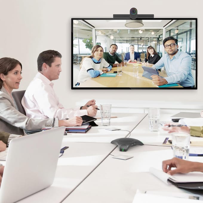Aibecy USB-luidsprekertelefoon Conferentiemicrofoon Omnidirectionele computermicrofoon 360 graden stemopname met zwart