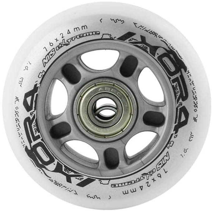 Nils Extreme - Wielen en Lagerset - PU 76x24 82A - ABEC-7 - Wit