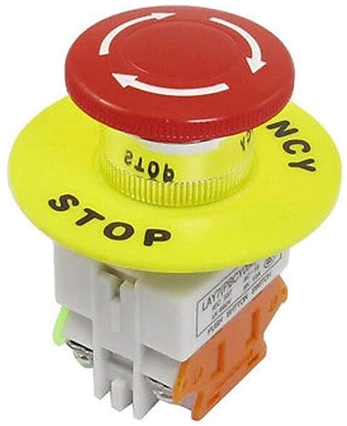 Noodstop Drukknop - Schakelaar Rood - Machine Bediening - 1 NO 1 NC Contact - 40mm Knop Diameter - Rood