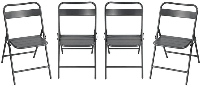 sweeek - Set van 4 opklapbare tuinstoelen metaal - amélia