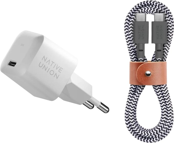 Native Union USB-C Wandlader 30W met 1.2m USB-C-naar-USB-C Kabel –Universeel - Zebra