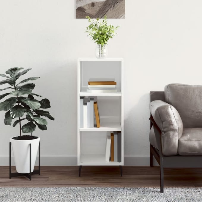 vidaXL - Dressoir - 34,5x32,5x90 - cm - bewerkt - hout - hoogglans - wit