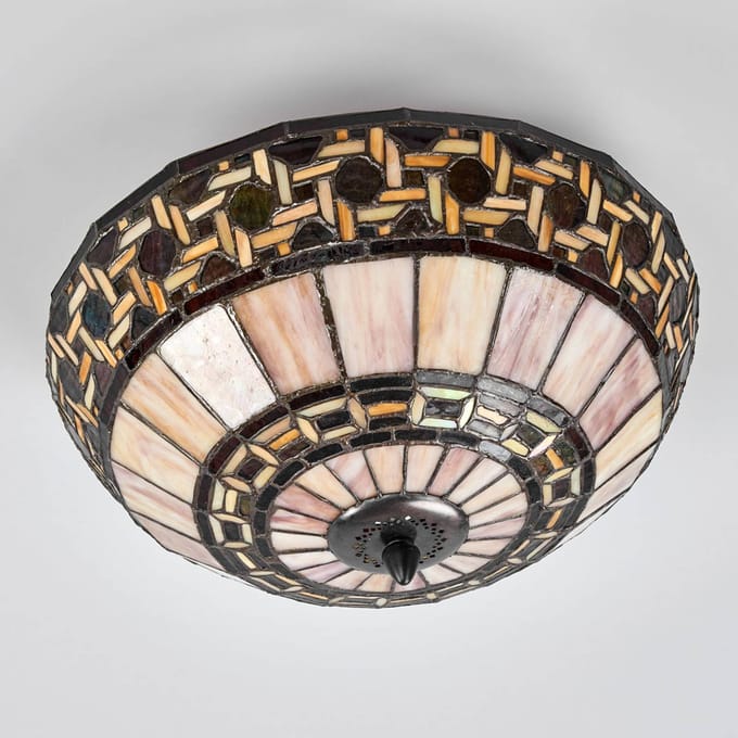 Lumilamp Plafondlamp Tiffany Ø 40x23 cm Bruin Beige Metaal