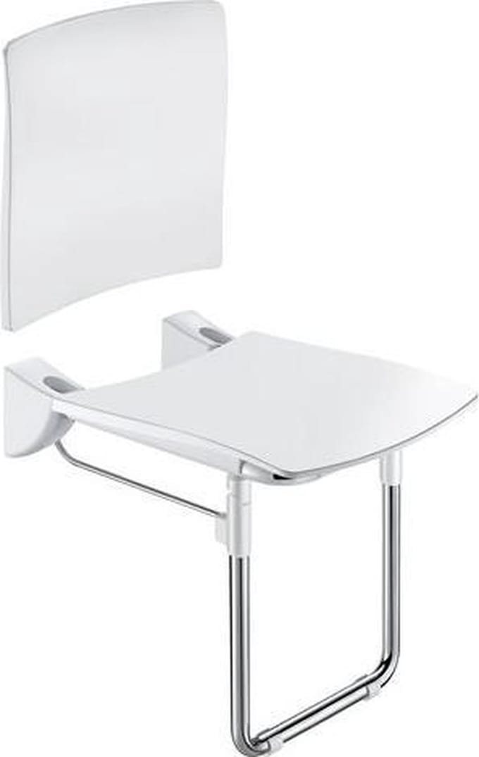 Opklapb. douchezitje extra comfort + rugsteun + voet RVS
