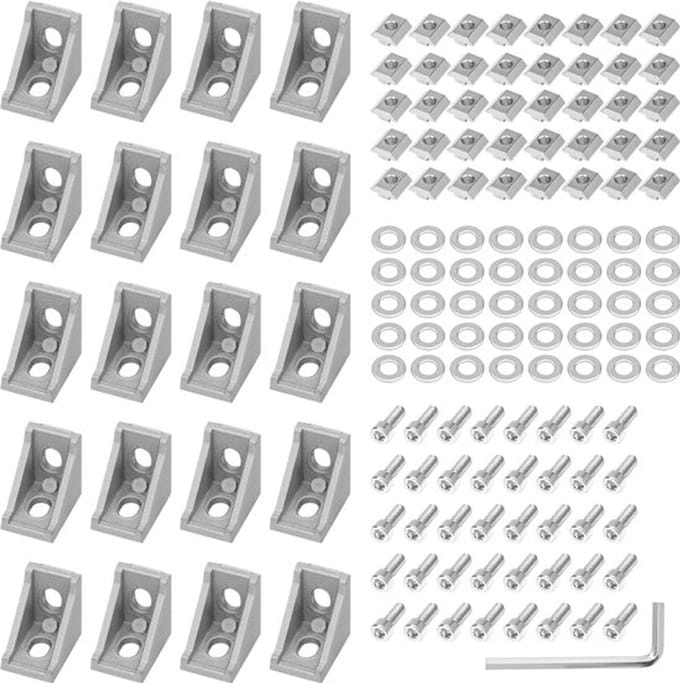 Allecto - Aluminium Hoek Beugels - 90° Connector - Set van 20 - 20 x