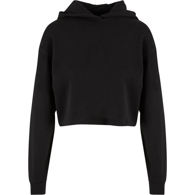 Urban Classics - Oversized Light Terry Crop Hoodie - L - Zwart