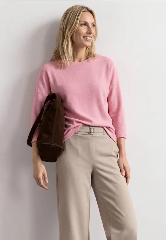 Shirt met 3/4-mouwen in gebreide look