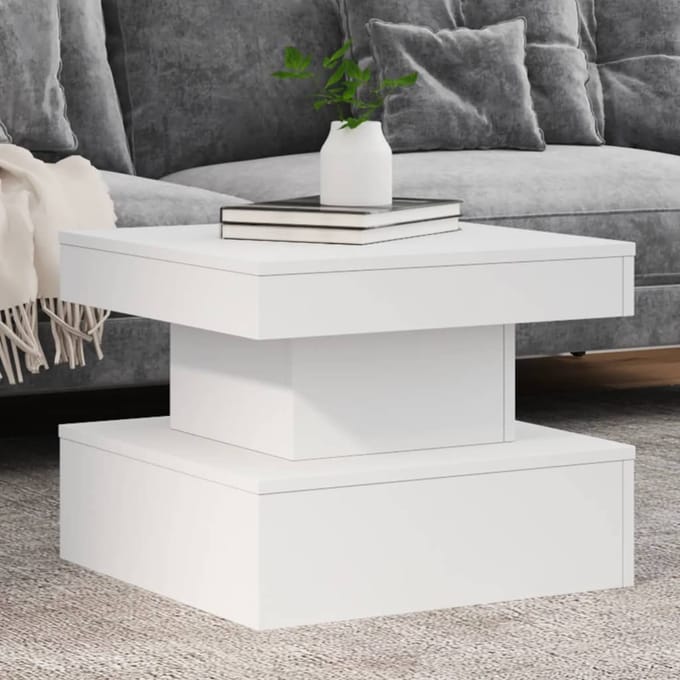 vidaXL - Salontafel - met - LED-verlichting - 50x50x40 - cm - wit