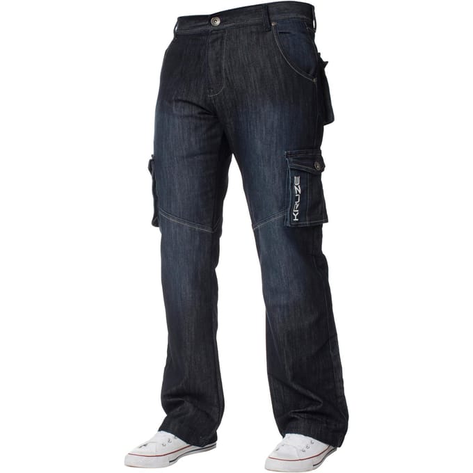 Kruze heren Cargo Combat Jeans - Donkerblauw