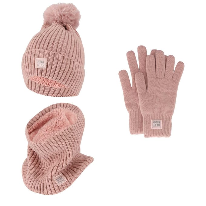 Thermoset dames - Handschoenen/Muts/Nekwarmer - Onesize - Roze / One size