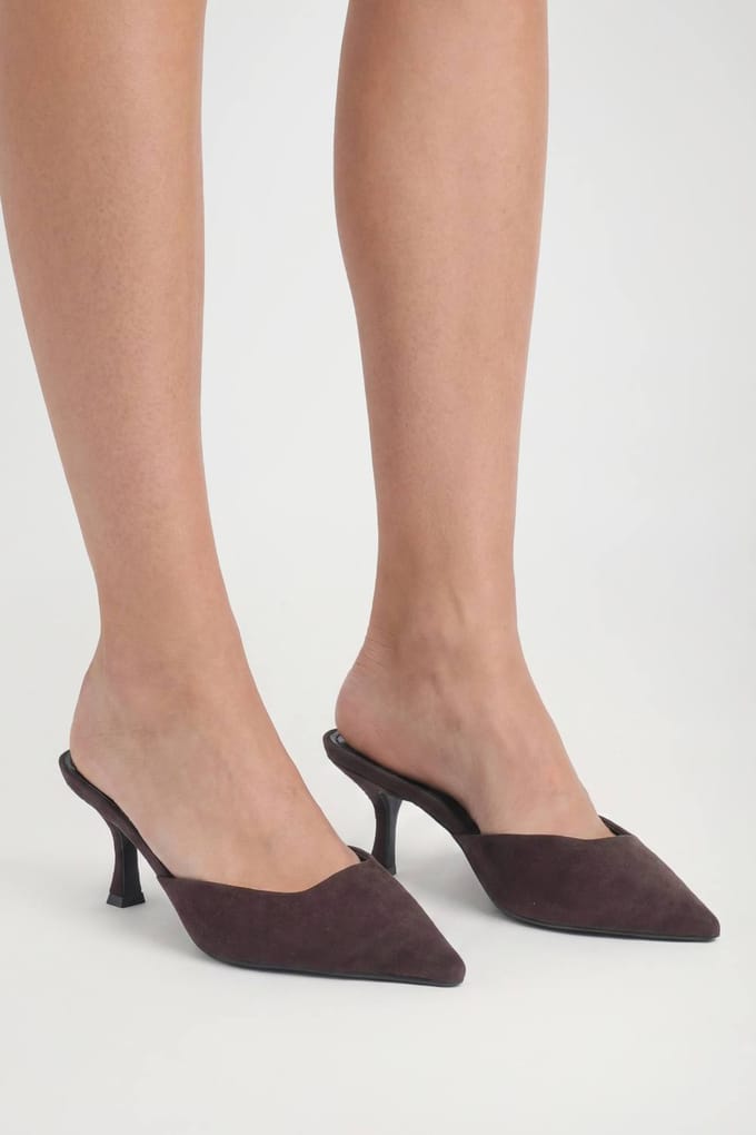 boohoo Dames Faux Suede Mules Met Vierkante Neus | Bruin | Maat: 38