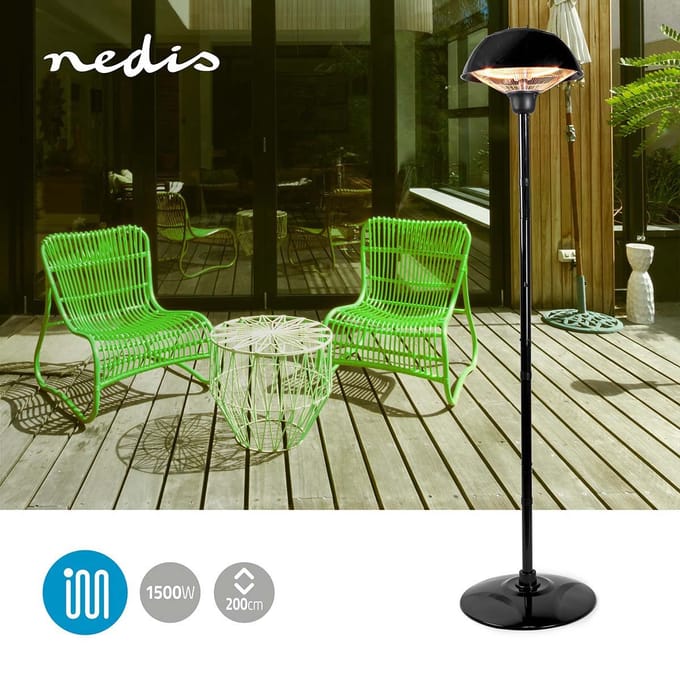 Nedis Patio Verwarmer - 1500 W - 1 Warmte Stand - Omvalpreventie - IP34 - Zwart