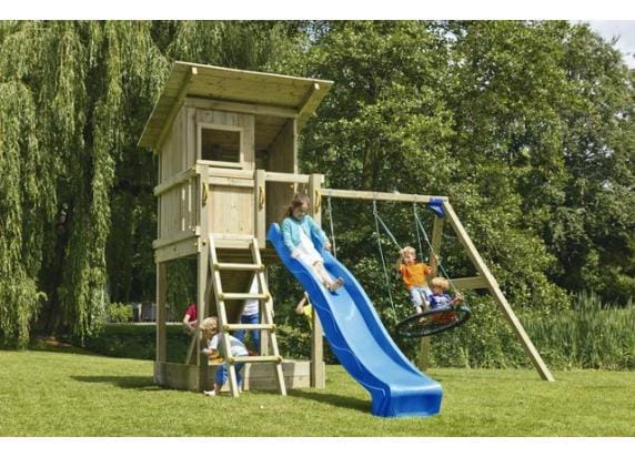 Bluerabbit 2.0 Rabbit 2.0 Schommel met speeltoren en glijbaan Beach Hut blauw Schommels Schommels