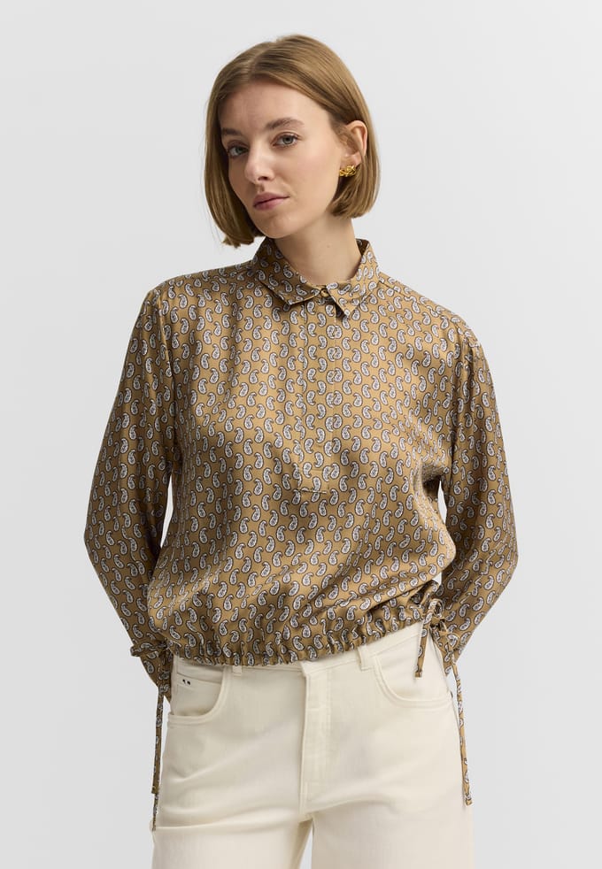 Bugatti Damen Blouse van viscose met grafische print en overhemdkraag