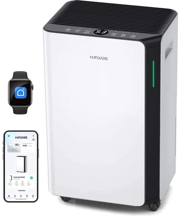 Archi Draagbare Luchtontvochtiger – Ventilatie - 20L Per Dag – 4,5L – Appbediening – 3 Modi – Afvoerslang – Wit