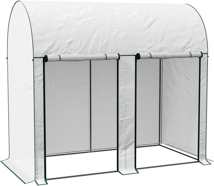 Killogood Tuinkas 2 m² afm. 2L x 1l x 1.78H m 2 Ritssluiting oprolbare deuren Staal HDPE 140 g/m² Anti-UV wit