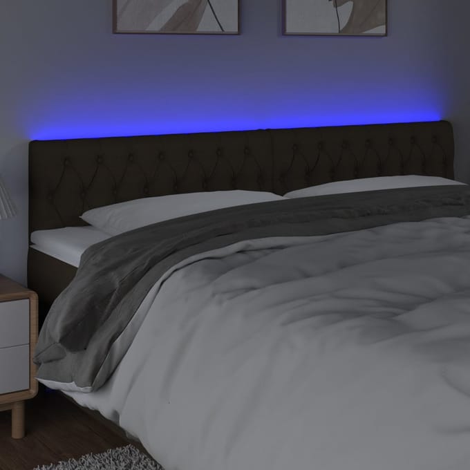 vidaXL - Hoofdbord - LED - 200x7x78/88 - cm - stof - donkerbruin