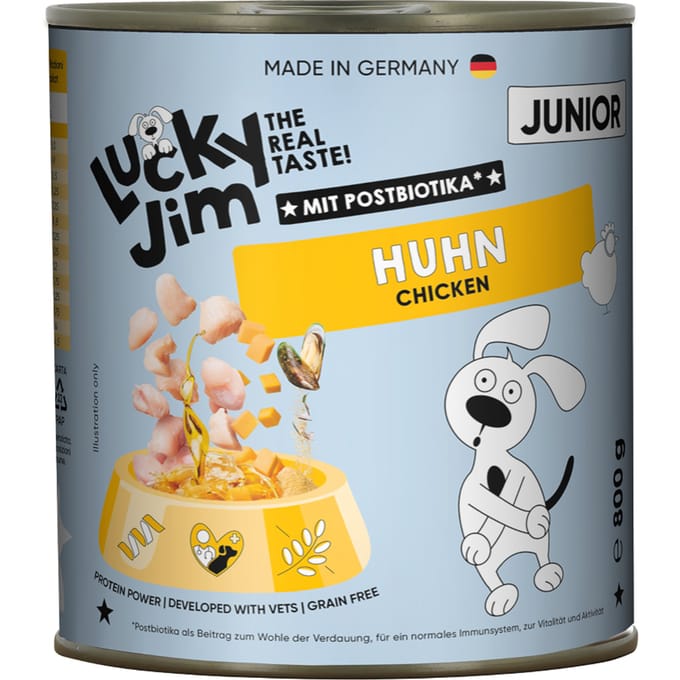 6x800g Lucky Jim Junior kip natvoer voor honden