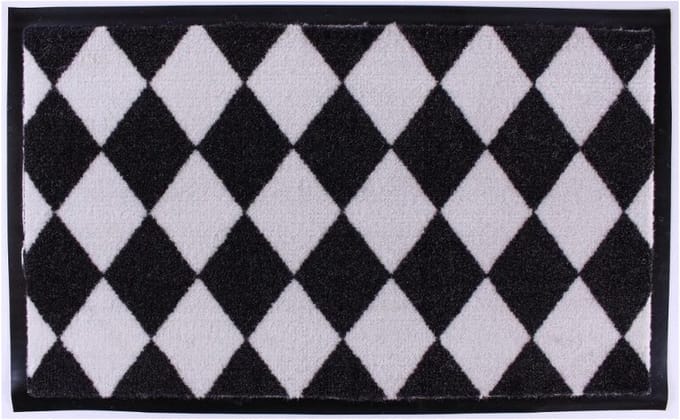 Deurmat zwart wit 75 x 45 cm. 100 % nylon . Met PVC-rug LaFinesse DK