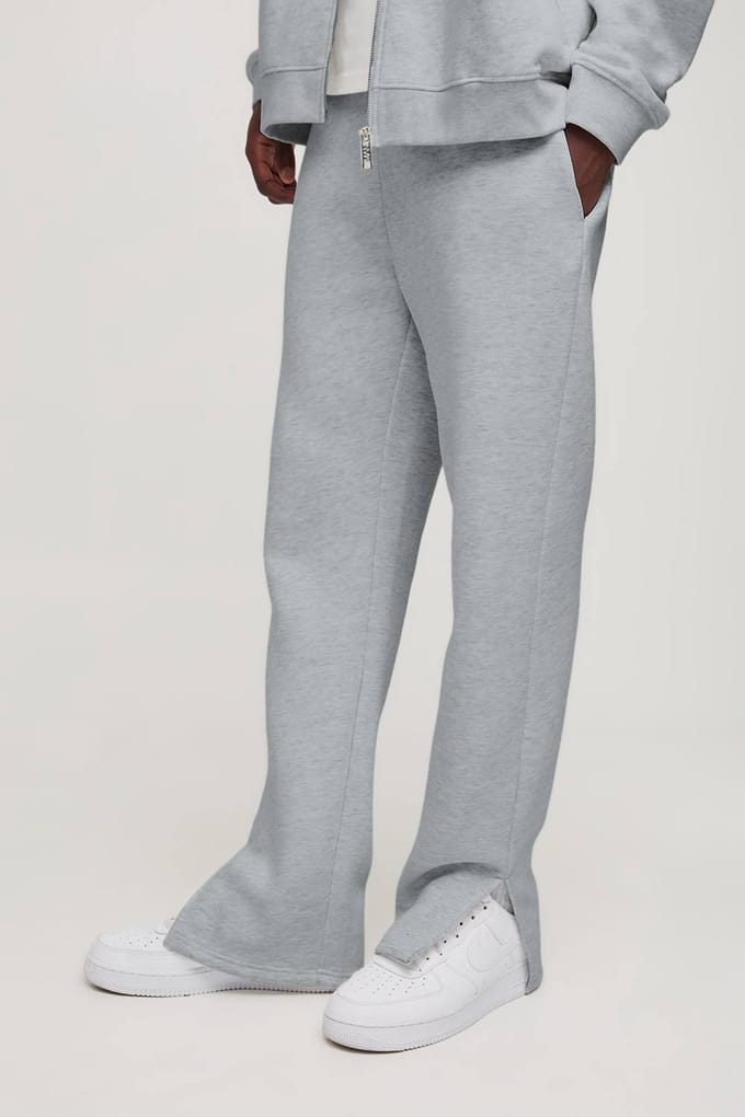 330GSM Regular Fit Split Hem Jogger | Grey Marl | Size Medium