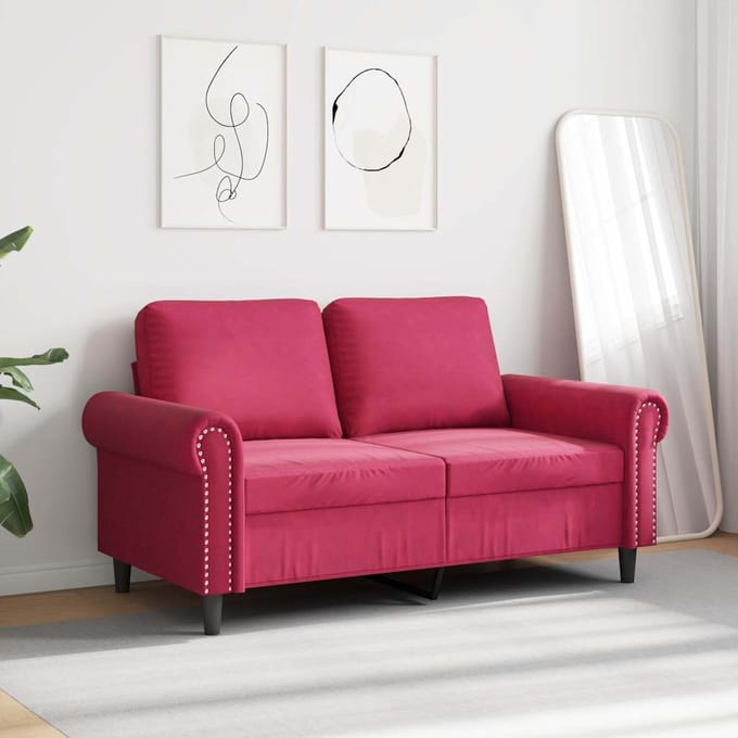 Vidaxl Bank 2-zits, Wijnrood, 120 Cm, Bekleed met Fluweel